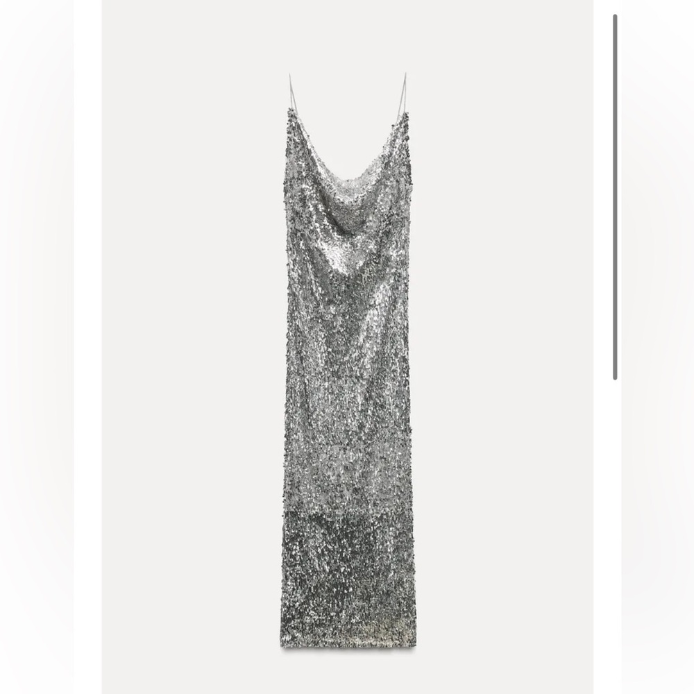 Zara Strapless Silver Sequin Dress
